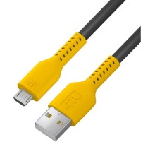 Кабель 1.0m MicroUSB, черный, желтый ПВХ
