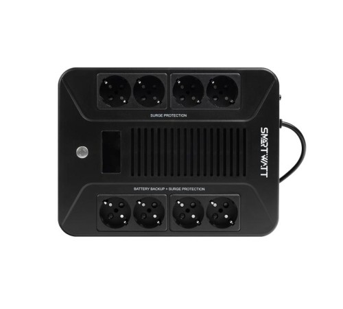 Источник бесперебойного питания SMARTWATT ИБП линейно-интерактивный, 800/480 ВА/Вт, напольный/настенный, LCD дисплей, Schuko CEE7/4 - 8 шт. (4 шт. с резервным питанием, 4 шт. - сетевой фильтр) (незначительное повреждение коробки)