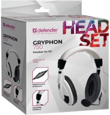 Компьютерная гарнитура Defender 63747 Gryphon 750 белый, кабель 2 м