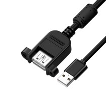 GCR Удлинитель 2.0m USB AM/AF крепление под винт, черный, GCR-54748