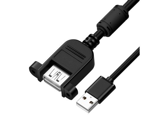 GCR Удлинитель 2.0m USB AM/AF крепление под винт, черный, GCR-54748 GCR Удлинитель 2.0m USB AM/AF крепление под винт, черный, GCR-54748