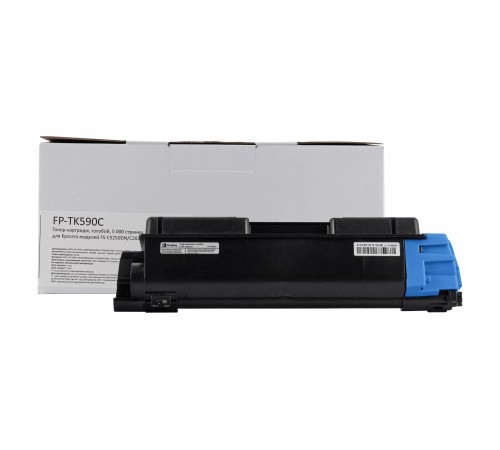 Тонер-картридж F+ imaging, голубой, 5 000 страниц, для Kyocera моделей FS-C5250DN/C2026MFP (аналог TK-590C /1T02KVCNL0), FP-TK590C (Вскрытая упаковка)