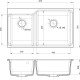 Кухонная мойка RIVELATO RIVELATO Мойка AXEL 90D 2-чаши 870*520мм, монтаж: врезной, материал: кварц, цвет: антрацит