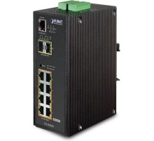 коммутатор/ PLANET IP30 L2+ SNMP Manageable 8-Port Gigabit POE(Af) Switch + 2-Port Gigabit SFP Industrial Switch (-40 to 75 C), ERPS Ring Supported, 1588