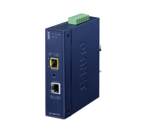 медиа конвертер/ PLANET IGT-900-1T1S IP30 Industrial 1-Port 10/100/1000T + 1-Port 100/1000/2500X SFP Full Managed Media Converter (-40 to 75 C, dual redundant power input on 9~48VDC terminal block, ERPS Ring, 1588, Modbus TCP, Cybersecurity features, IPv4 медиа конвертер/ PLANET IGT-900-1T1S IP30 Industrial 1-Port 10/100/1000T + 1-Port 100/1000/2500X SFP Full Managed Media Converter (-40 to 75 C, dual redundant power input on 9~48VDC terminal block, ERPS Ring, 1588, Modbus TCP, Cybersecurity features, IPv4
