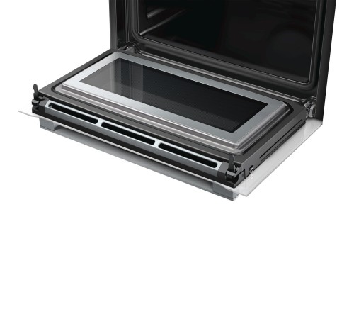 Встраиваемая электрическая духовка BOSCH С СВЧ, 45.5x59.5x54.8 см, 45л, дисплей, 6 режимов, EcoClean,белый, максимальная мощность микроволн 900 Вт