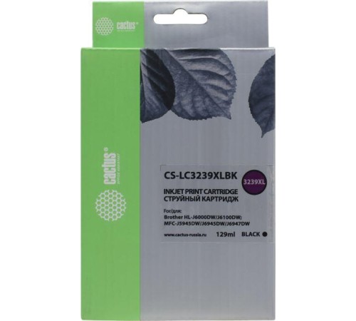 -/ Картридж струйный Cactus CS-LC3239XLBK черный (129мл) для Brother HL-J6000DW/J6100DW