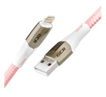 Greenconnect Кабель 1.2m для iPod, iPhone, iPad series MERCEDES, PINK NYLON, супер быстрая зарядка, MFI, GCR-52008