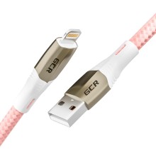 Greenconnect Кабель 1.2m для iPod, iPhone, iPad series MERCEDES, PINK NYLON, супер быстрая зарядка, MFI, GCR-52008
