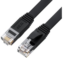 GCR Патч-корд PROF плоский прямой 10.0m, UTP медь кат.6, черный, 30 AWG, ethernet high speed 10 Гбит/с, RJ45, T568B, GCR-52853