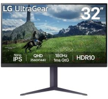 Монитор 32" LG 32GS85Q-B/ LG UltraGear 32GS85Q-B 31.5" Nano IPS monitor, 2560x1440, 350cd/m2, 16:9, 1мс (GtG), 1000:1, HDMIx2, DP, Headphone out, USB 3.0x3, 180Hz, 178/178, NVIDIА G-Sync, RАDEON FreeSync, DCI-P3 98%, внешний БП, LTP, HAS 110mm, 