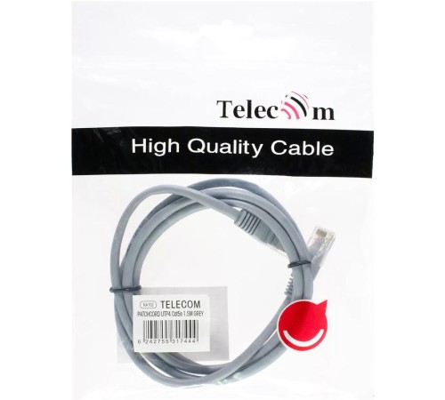Патчкорд/ Патчкорд литой "Telecom" UTP кат.5е 1,5м серый