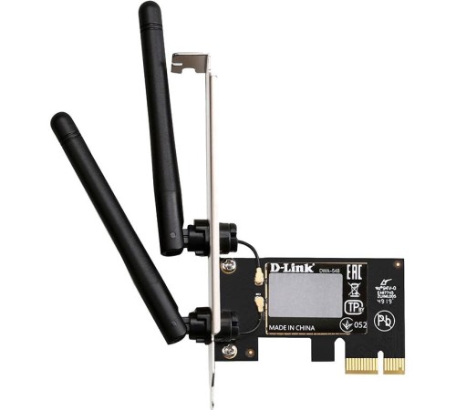 Сетевой адаптер/ DWA-548/10,DWA-548/10/C N300 Wi-Fi PCI Express Adapter, 2x2dBi detachable antennas, 10pcs/pack