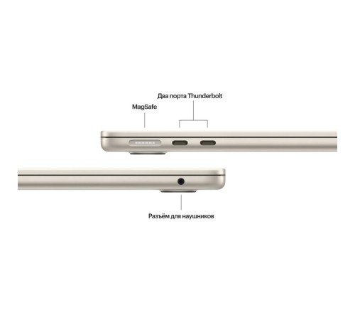 Ноутбук Apple/ 13-inch MacBook Air: Apple M2 with 8-core CPU, 10-core GPU/16Gb/512GB SSD - Starlight/RU