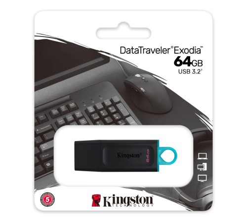 Флэш USB Kingston 64GB USB3.2 Gen 1 DataTraveler Exodia (Black + Teal)/ Kingston 64GB USB3.2 Gen 1 DataTraveler Exodia (Black + Teal) Флэш USB Kingston 64GB USB3.2 Gen 1 DataTraveler Exodia (Black + Teal)/ Kingston 64GB USB3.2 Gen 1 DataTraveler Exodia (Black + Teal)