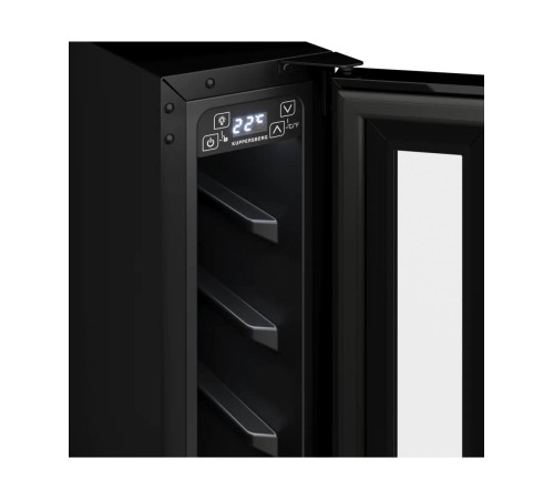 Винный шкаф KUPPERSBERG/ Винный шкаф KUPPERSBERG, встраиваемый, High-Tech, ВхШхГ 87х15х52.5 см, объем 20 л, вместимость 7 бутылок, диапазон температуры 5-20 градусов, механическое открытие двери, LED дисплей, уровень шума 39 дБ, цвет черный