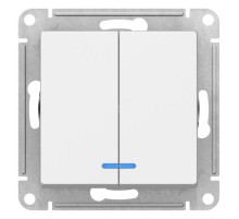 ATLASDESIGN 2-клавишный ВЫКЛЮЧАТЕЛЬ с подсветкой, сх.5а, 10АХ, механизм, БЕЛЫЙ