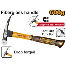 Кровельный молоток Ingco HCH81060,600г, ручка фибергласс, нескольз.