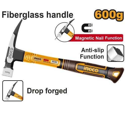 Кровельный молоток Ingco HCH81060,600г, ручка фибергласс, нескольз. Кровельный молоток Ingco HCH81060,600г, ручка фибергласс, нескольз.