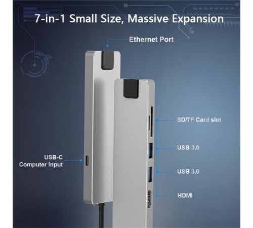 док-станция Docking Station WAVLINK USB-C  Travel Mini/100W PowerDelivery/ 1xUSB3.0/1xUSB2.0/1xHDMI 4K 60HZ/1xGigabit LAN/SD/Micro SD Card Reader