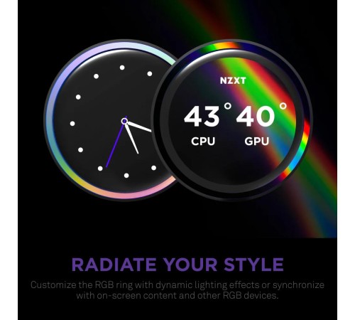 Система жидкостного охлаждения для ПК/ Water Cooling System NZXT Kraken Elite 420 RGB (350W, 420mm, LED temp., Black/ Fans: 3x140mm, 98.61CFM, 34.5dBA, 2000RPM/ Pump height 65mm, 2800RPM, Rad thickness 27mm/ S: 1851, 1700, 1200, 115X, AM5, AM4)