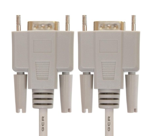 GCR Кабель 1.8m 0-модемный COM, DB9/DB9  9F/9F, серый, 30 AWG