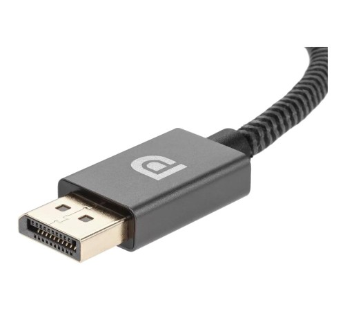 Кабель/ Кабель-переходник DP --> HDMI-F 0.2m , серый металлик, оплетка, 4K@60Hz, Telecom (TA560)