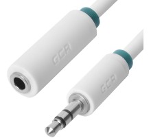 Greenconnect Удлинитель аудио 0.25m jack 3,5mm/jack 3,5mm белый, зеленая окантовка, ультрагибкий, 28AWG, M/F, Premium GCR-STM1662-0.25m, экран, стерео