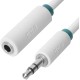 Greenconnect Удлинитель аудио 0.25m jack 3,5mm/jack 3,5mm белый, зеленая окантовка, ультрагибкий, 28AWG, M/F, Premium GCR-STM1662-0.25m, экран, стерео