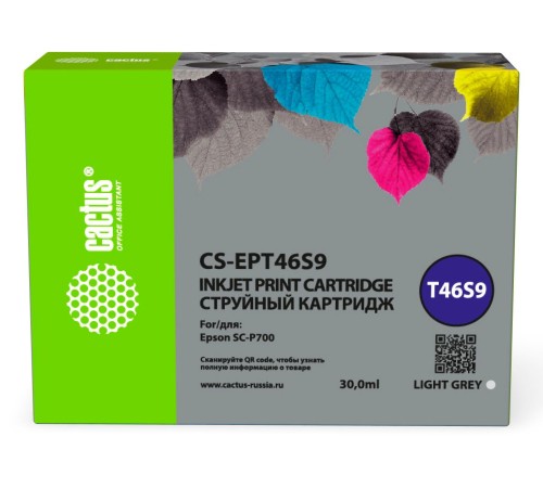 -/ Картридж струйный Cactus CS-EPT46S9 T46S9 светло-серый (30мл) для Epson SureColor SC-P700