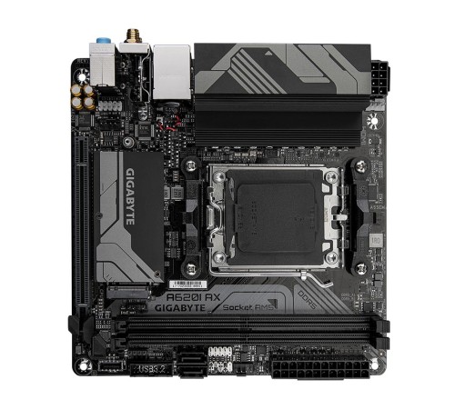 Материнская плата/ MB GIGABYTE AMD A620 sAM5, 2xDDR5(96GB), HDMI 2.1/DP, 1xPCIe 4.0x16, 1xLAN (2.5GbE), Wi-Fi, BT, 2xSATA 6Gb/s, 1xM.2, 1xUSB-C, 2xUSB 3.2, 3xUSB 2.0, mini ITX Материнская плата/ MB GIGABYTE AMD A620 sAM5, 2xDDR5(96GB), HDMI 2.1/DP, 1xPCIe 4.0x16, 1xLAN (2.5GbE), Wi-Fi, BT, 2xSATA 6Gb/s, 1xM.2, 1xUSB-C, 2xUSB 3.2, 3xUSB 2.0, mini ITX