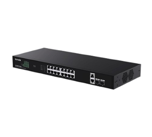Коммутатор/ Tenda TEG1120P-16-150W Коммутатор неуправляемый PoE, 18 портов, 18x1 Гбит/с, PoE 16х30 Вт (до 150Вт),  SFP 2x1 Гбит/с, установка в стойку