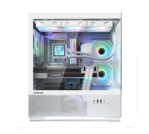 корпус ZALMAN CHRONIX, ATX, WHITE, WINDOW, 1xCombo (3.5’’ or 2.5’’), 1x3.5’’HDD, 2x2.5’’SSD, 1xUSB2.0, 1xUSB3.0, 1xUSB Type-C, SIDE 2x120mm ARGB, REAR 1x120mm ARGB
