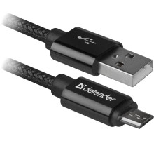 Defender USB кабель USB08-03T PRO USB2.0 Черный, AM-MicroBM, 1m, 2.1A
