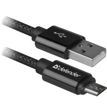 Defender USB кабель USB08-03T PRO USB2.0 Черный, AM-MicroBM, 1m, 2.1A