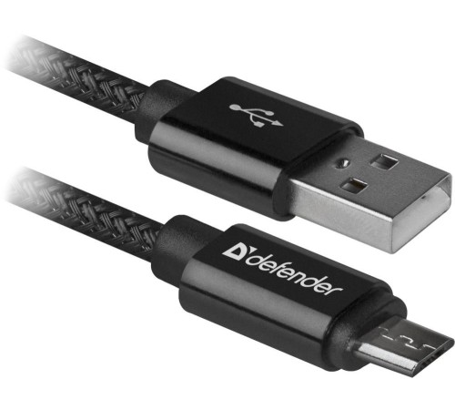 Defender USB кабель USB08-03T PRO USB2.0 Черный, AM-MicroBM, 1m, 2.1A