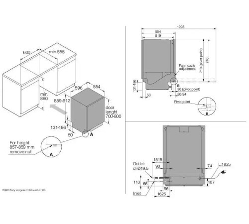 Встраиваемая посудомоечная машина ASKO/ Арт. 746060 ; Встраиваемая посудомоечная машина ASKO, 60 см, 17 комплектов, 4 уровня загрузки, 15 программ, Status Light, Aqua Safe, сушка Turbo Combi Drying, Wi-Fi, авто. открывание двери, нажимное открывание, авто