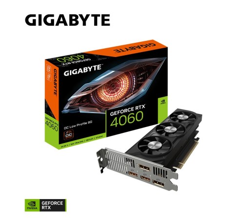 Видеокарта/ VGA GIGABYTE NVIDIA GeForce RTX 4060 OC Low Profile 8G 8GB, GDDR6/128-bit, PCIe 4.0, 2xHDMI 2.1, 2xDP, 2-slot
