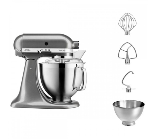 Настольный миксер KitchenAid Настольный миксер с откидным блоком Artisan 4.8 л, серебряный медальон Настольный миксер KitchenAid Настольный миксер с откидным блоком Artisan 4.8 л, серебряный медальон