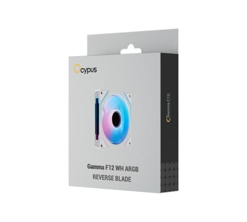 Вентилятор для корпуса Ocypus Gamma F12 WH ARGB REVERSE BLADE, 120x120x25mm, 4-PIN PWM, 800-1600 RPM, 31 DBA MAX, HYDRO BEARING Вентилятор для корпуса Ocypus Gamma F12 WH ARGB REVERSE BLADE, 120x120x25mm, 4-PIN PWM, 800-1600 RPM, 31 DBA MAX, HYDRO BEARING
