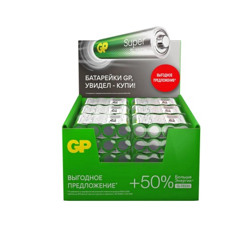 Батарейка ААА Алкалиновые батарейки GP Super Alkaline G-Tech 24А ААA - 4 шт. в пленке (4 шт.)