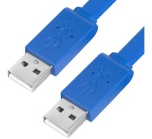 Greenconnect Кабель PROF 1.0m USB 2.0, AM/AM, плоский, синий, морозостойкий, GCR-UM4MF-BD-1.0m