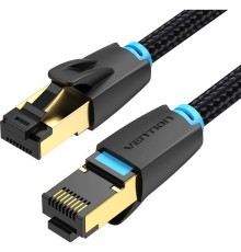 Патч-корд Vention прямой SFTP cat.8 RJ45 - 0,5м. Черный Тканевая оплетка