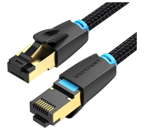 Патч-корд Vention прямой SFTP cat.8 RJ45 - 0,5м. Черный Тканевая оплетка
