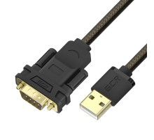GCR Конвертер-переходник 2.0m PROF USB 2.0 AM / DB9 RS-232  c чипсетом PL2303GS, черно-прозрачный, двойной экран с армированием