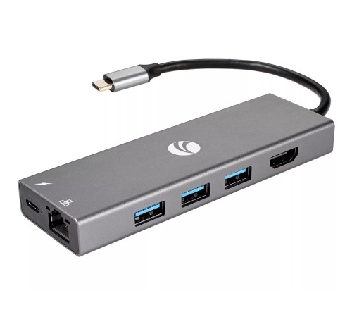 Aдаптер/ Адаптер Type-Cm --> 6в1 RJ-45+3USB3.0(f) +PD+HDMI Alum Shell VCOM <CU459>