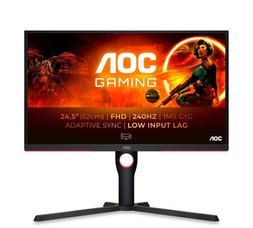 Монитор игровой 24.5'' 16:9 1920х1080(FHD) VA, 240 Hz, 300cd/m2, 3000:1, 80M:1, 0,5 ms, 2xHDMI, DP, USB-Hub, Height adj, Pivot, Tilt, Swivel, Black, Red (Мятая упаковка) Монитор игровой 24.5'' 16:9 1920х1080(FHD) VA, 240 Hz, 300cd/m2, 3000:1, 80M:1, 0,5 ms, 2xHDMI, DP, USB-Hub, Height adj, Pivot, Tilt, Swivel, Black, Red (Мятая упаковка)