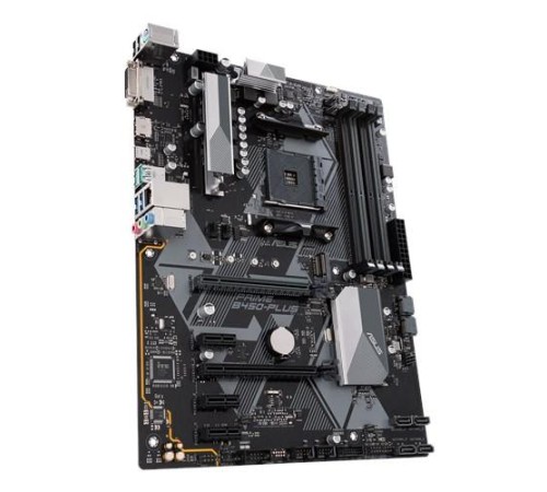 Материнская плата ASUS PRIME B450-PLUS, AM4, B450, 4*DDR4, 6*SATA, 2*M.2, 4*USB 3.2, 2*USB 2.0, Type-C, 3*PCIx16, 3*PCIx1, DVI-D+HDMI, ATX; 90MB0YN0-M0EAY0
