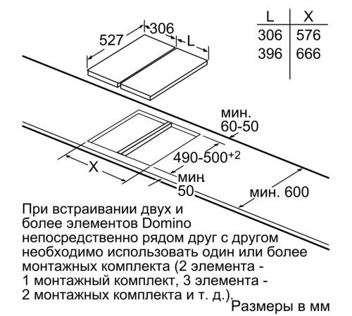 Индукционная домино BOSCH Домино,  !! Домино, 30 см, индукционная, скошенный край