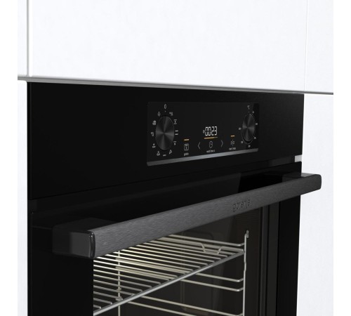 Встраиваемые электрические духовки GORENJE/ Духовой шкаф, Полезный объем: 77 л,Класс энергопотребления: A, Сенсорный программатор IconLED, Конструкция: Встраиваемая, Ширина: 595 мм, Высота: 595 мм, черный